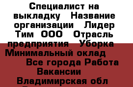 Специалист на выкладку › Название организации ­ Лидер Тим, ООО › Отрасль предприятия ­ Уборка › Минимальный оклад ­ 28 050 - Все города Работа » Вакансии   . Владимирская обл.,Вязниковский р-н